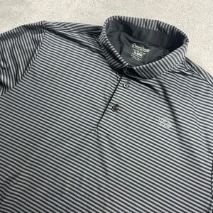 Good Good Golf Polo Shirt Mens XL Black Grey Striped Short Sleeve Performance